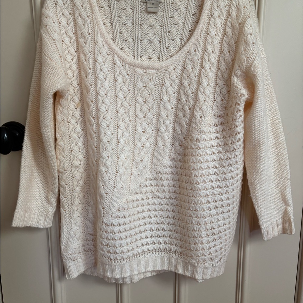 Women's Ivory Cable Knit Sweater